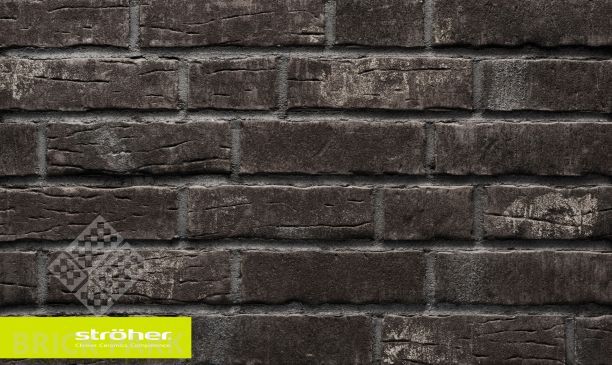 Клинкерная плитка Stroeher Steinlinge 376 platinschwarz с затиркой шва