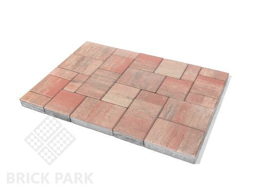 Бетонная брусчатка БРАЕР Мозаика Color mix Фламинго 200x200x60