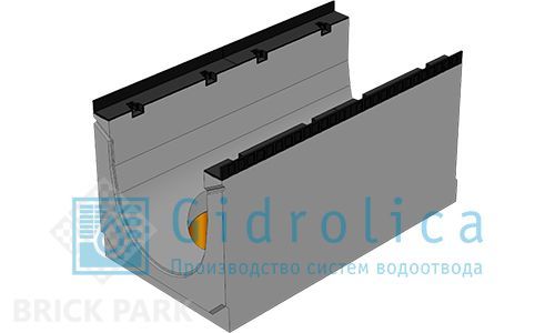 BGM Массивный лоток DN400, № 20-0, с вертикальным водосливом, без уклона