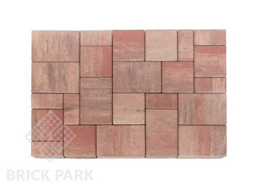 Бетонная брусчатка БРАЕР Мозаика Color mix Фламинго 200x200x60