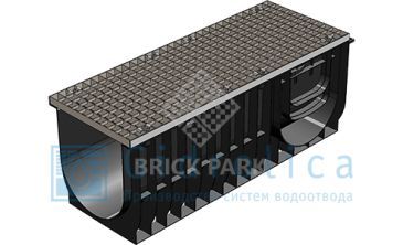 Комплект Gidrolica®Light: лоток водоотводный ЛВ-30.38.39,6 пластиковый c решёткой РВ–30.37.100 ячеистой стальной оцинкованной, кл. А15