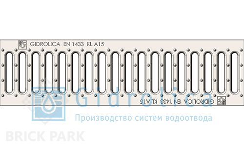 Решетка водоприемная Gidrolica Standart РВ -10.13,6.50 - штампованная стальная оцинкованная, кл. А15