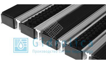 Придверная решетка Gidrolica Step - резина+щетка+скребок 390х590мм