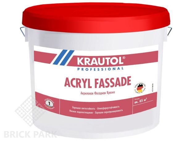 Краска водно-дисперсионная для наружных работ Krautol Acryl Fassade / Акрил Фассаде База 3 10 л