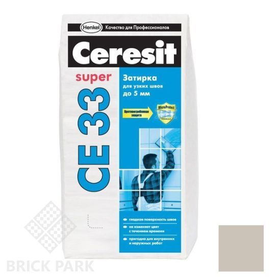 Затирка цементная для узких швов Ceresit CE 33 Super серая 25 кг