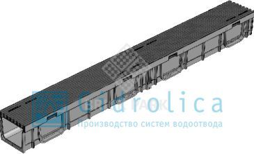 Комплект Gidrolica Light: лоток водоотводный ЛВ -10.11,5.9,5 - пластиковый с решеткой РВ- 10.11.50 пластиковой ячеистой, кл. A15