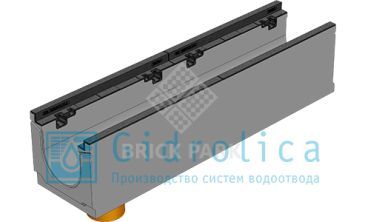 BGZ-S лоток для тяжелых нагрузок DN150, № 15-0, с чугунной насадкой, с вертикальным водосливом, без уклона