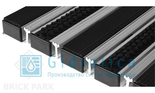 Придверная решетка Gidrolica Step - резина+щетка+скребок 390х590мм