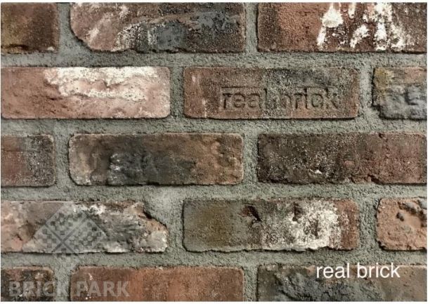 Кирпич ручной формовки Real Brick КР/ 0,5 ПФ угловой antic RB 04 глина бордовая 